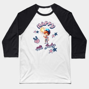 Happy 4th July for  Kids Baseball T-Shirt